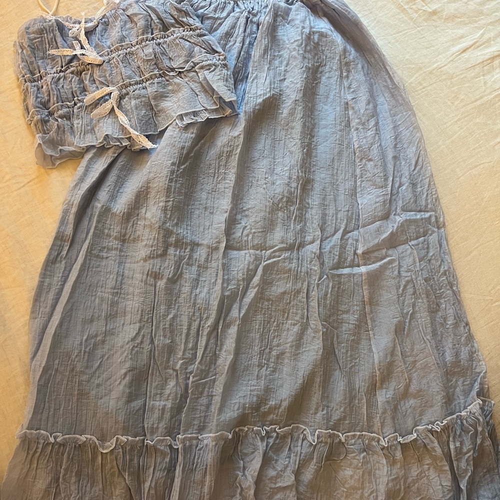 Light Blue Two-Piece Skirt Set